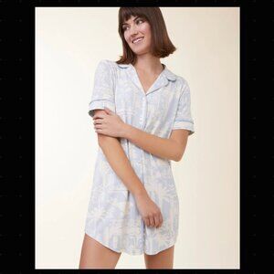 Spartina 449 - Pajama Short Sleeve Sleep Shirt Palm Scene Blue